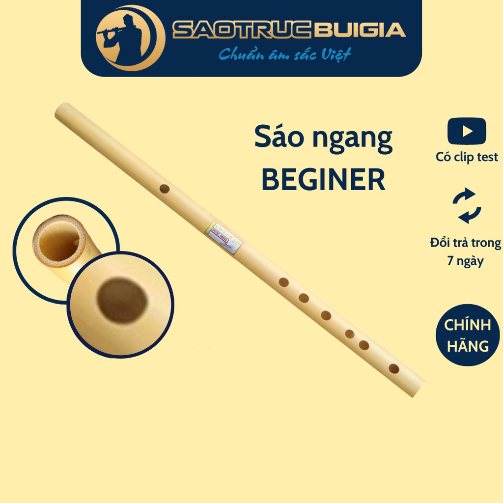 Sáo trúc dòng BEGINNER C5 nứa bắc 6 lỗ bấm, dành cho người mới tập chơi - Sáo trúc Bùi Gia chính hãng