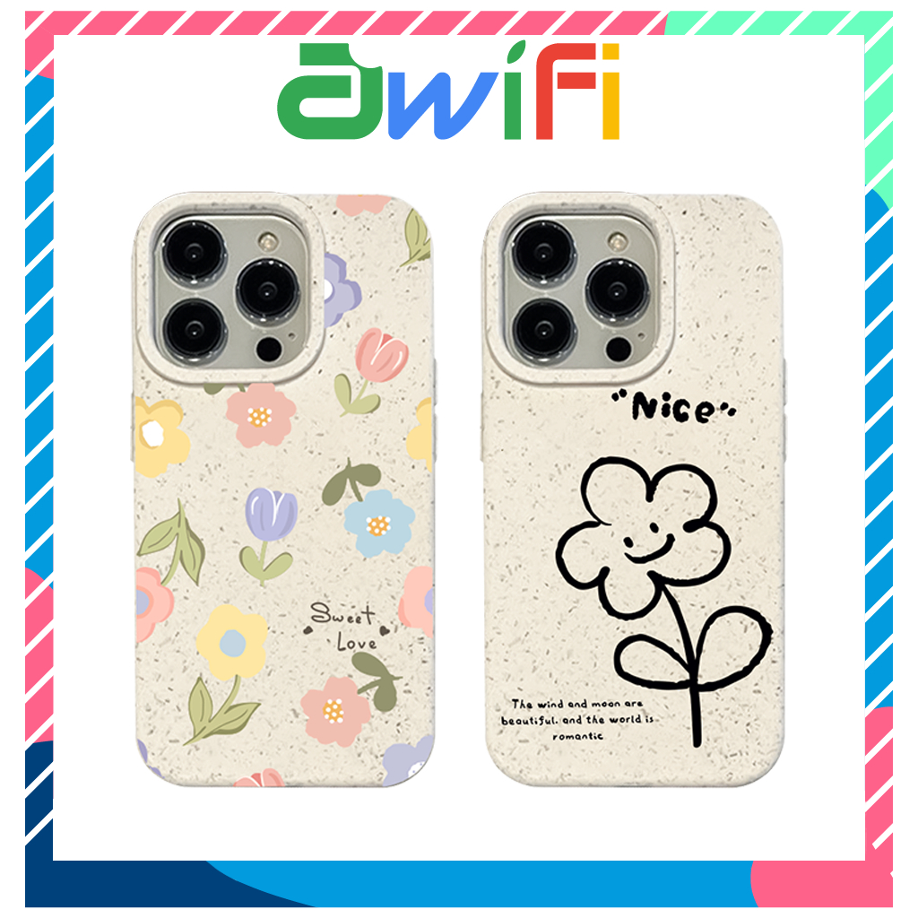 Ốp lưng iphone mềm thân thiện môi trường hoa  6/6plus/7/8/plus/x/xs/11/12/13/14/15/pro/max/plus/promax- Awifi U5-6