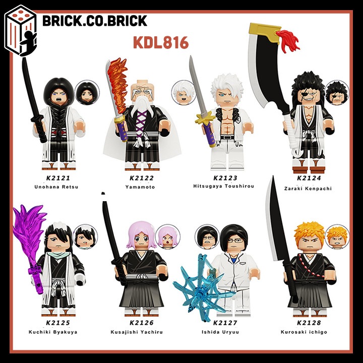 Bleach Đồ Chơi Lắp Ráp Anime Zaraki Kenpachi Kurosaki Ichigo Minifigure Mô hình Nhân vật Sứ Giả Thần Chết WM6164