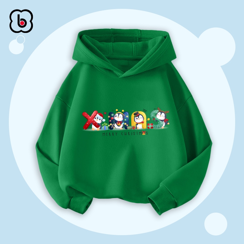 Áo hoodie cho bé Merry Chistmas 2024 trang phục hóa trang Noel áo nỉ cho bé có mũ in hình độc đáo