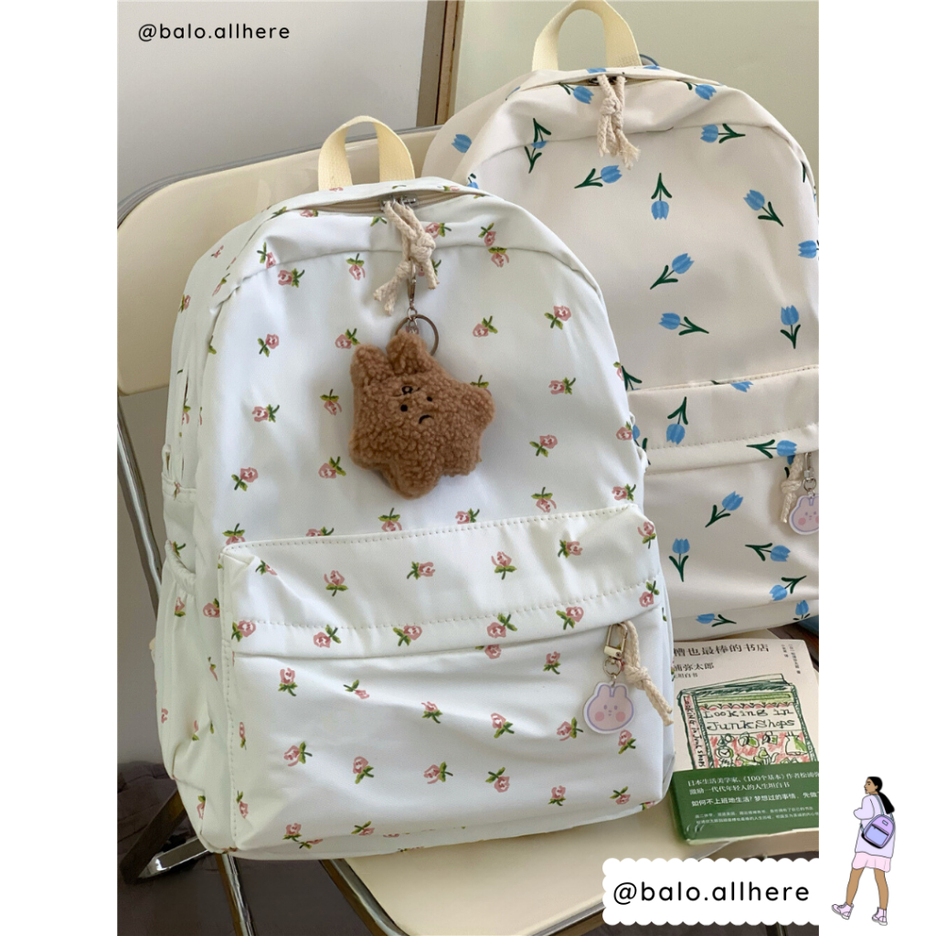 Balo Cặp Sách Nữ Đi Học Họa Tiết Hoa Nhí