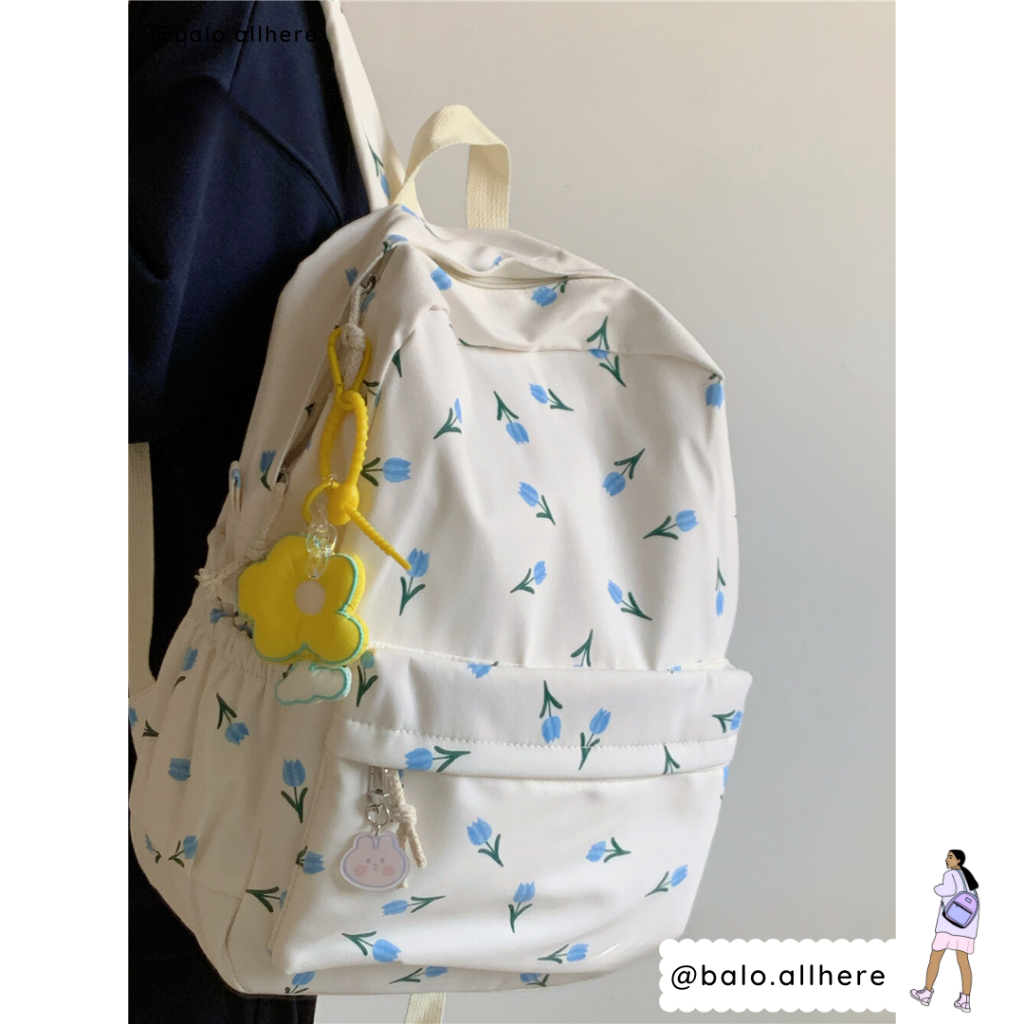 Balo Cặp Sách Nữ Đi Học Họa Tiết Hoa Nhí