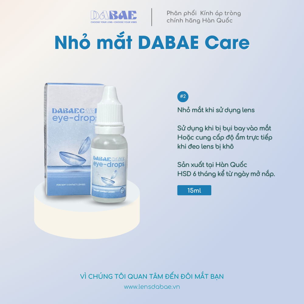 Nước ngâm lens Dabae Care và các loại ngâm nhỏ lens hãng Dabae
