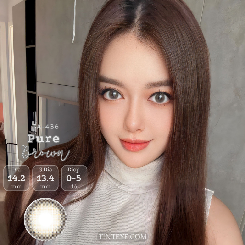 Kính áp tròng TINTEYE pure brown TA-436 0 - 5 độ