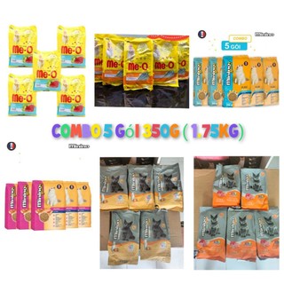 Combo 5 goi 350g thức ăn mèo me o cá ngừ , cá thu , hải sản , yum , plus