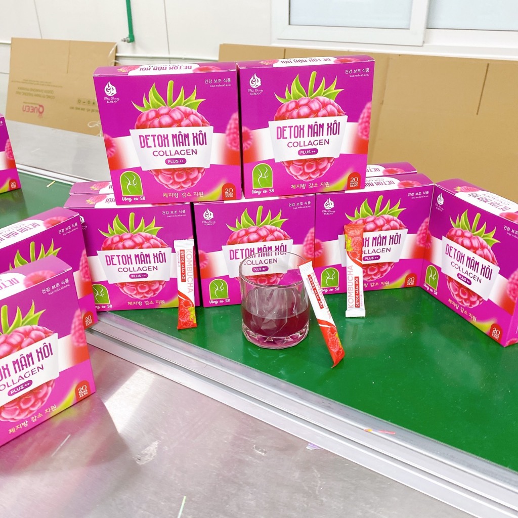 Detox Cà phê giảm cân mâm xôi collagen Cà phê mâm xôi Chính hãng Hộp 15 gói