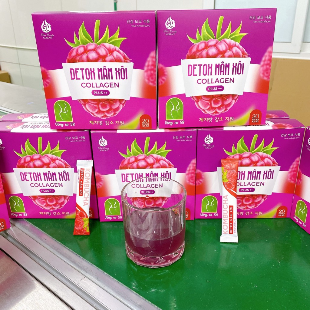 Detox Cà phê giảm cân mâm xôi collagen Cà phê mâm xôi Chính hãng Hộp 15 gói