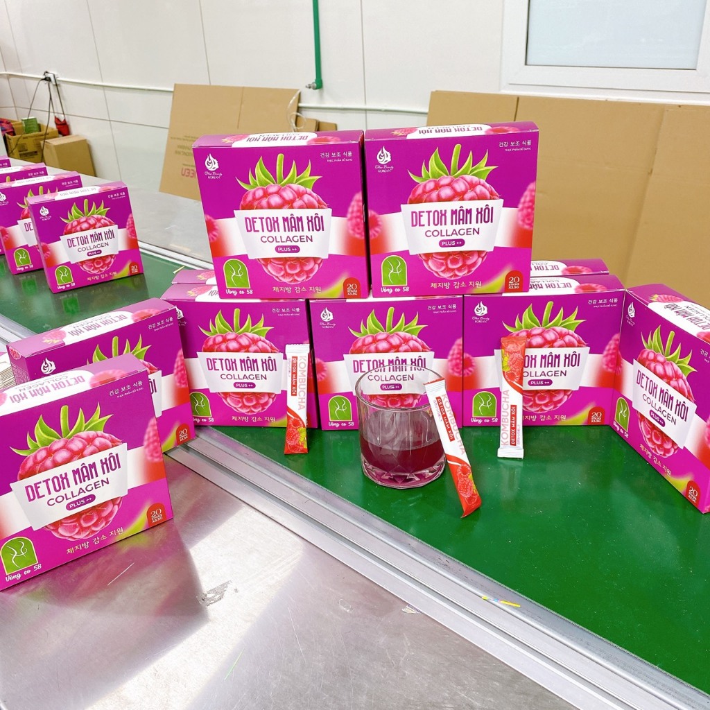 Detox Cà phê giảm cân mâm xôi collagen Cà phê mâm xôi Chính hãng Hộp 15 gói