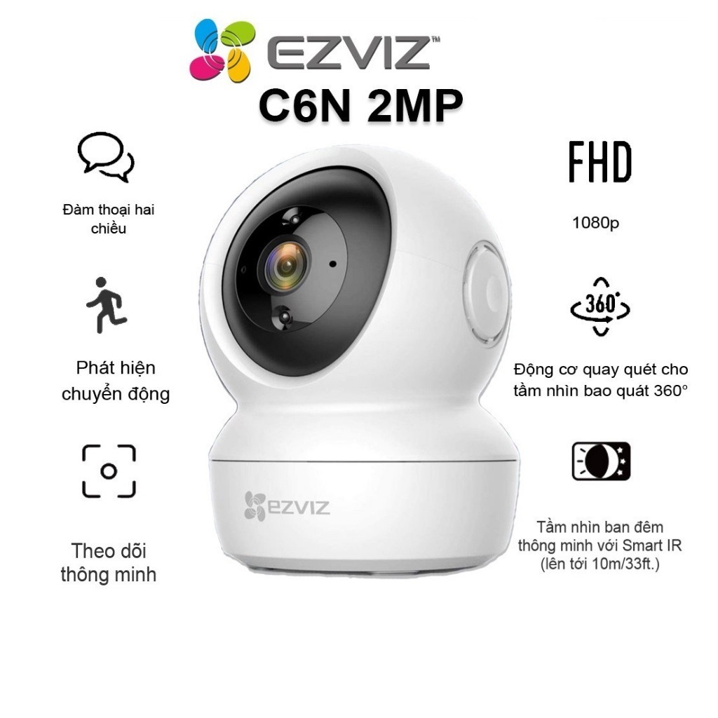 Camera Wifi Ezviz C6N Full HD 1080P 2MP 4MP Xoay 360 Bảo Hành Chính Hãng 2 Năm-Đàm Thoại 2 Chiều