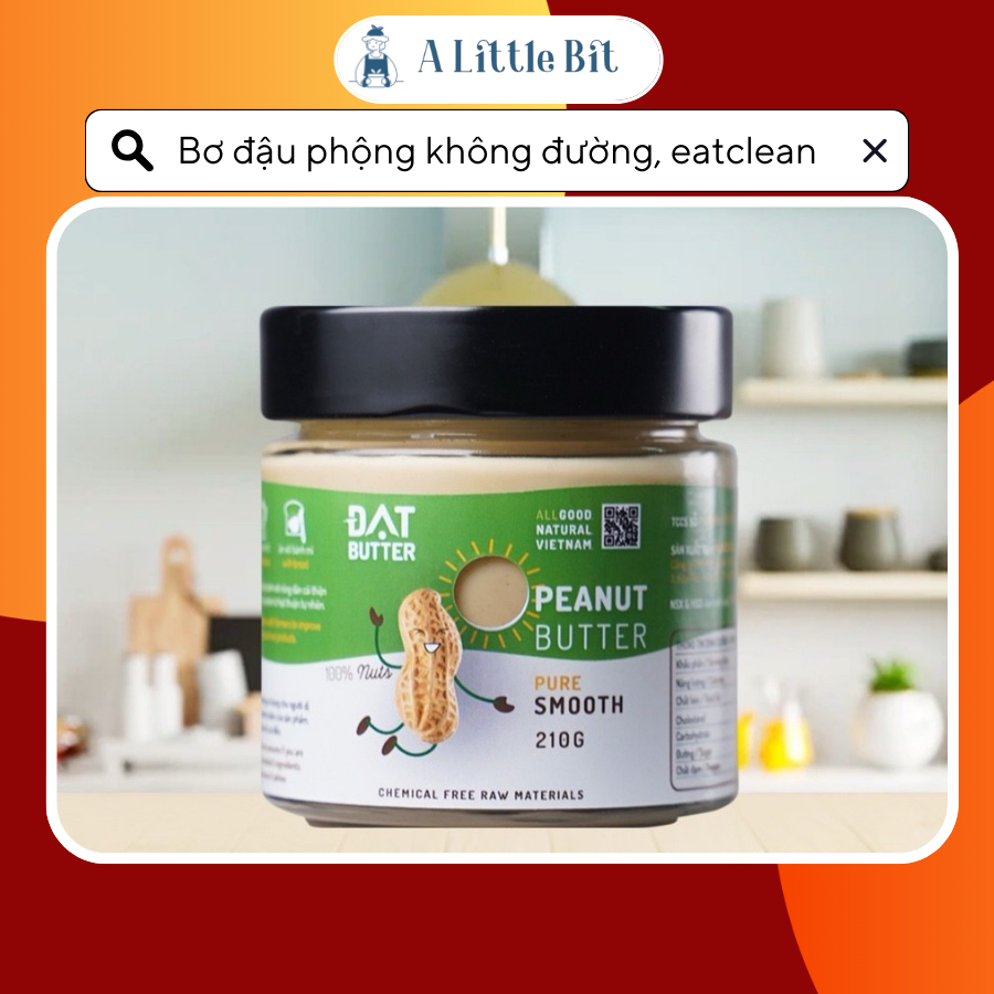 Bơ đậu phộng không chất bảo quản, không đường, Eatclean- Đạt Food 210g