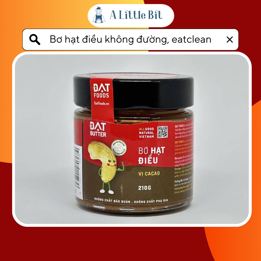 Bơ hạt điều không chất bảo quản, không đường, Eatclean- Đạt Food 210g