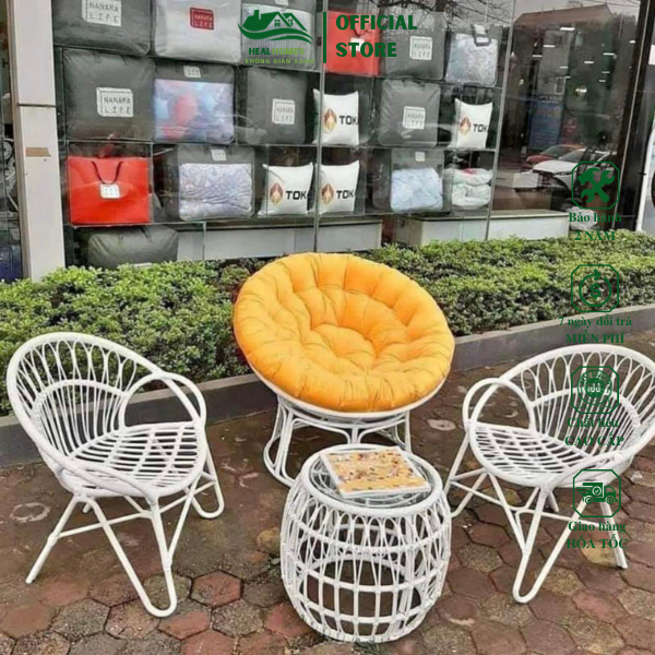 Bộ Bàn Ghế Putin Đuôi Công Healhome Sân vườn Song Mây Chất Liệu Nhựa Giả Mây Cao Cấp Và Khung Thép Bảo Bành 24 Tháng