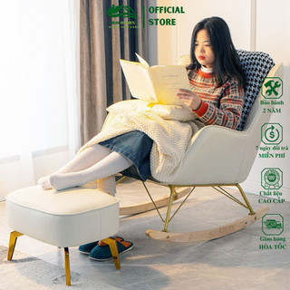 Ghế sofa thư giãn HealHomes, ghế bập bênh thoải mái nằm thư giãn đọc sách, tặng kèm ghế đôn gác chân