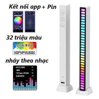 Thanh đèn led RGB 32 triệu màu có APP có Pin nháy theo nhạc cảm biến âm thanh siêu nhạy đèn trang trí PC, decor phòng