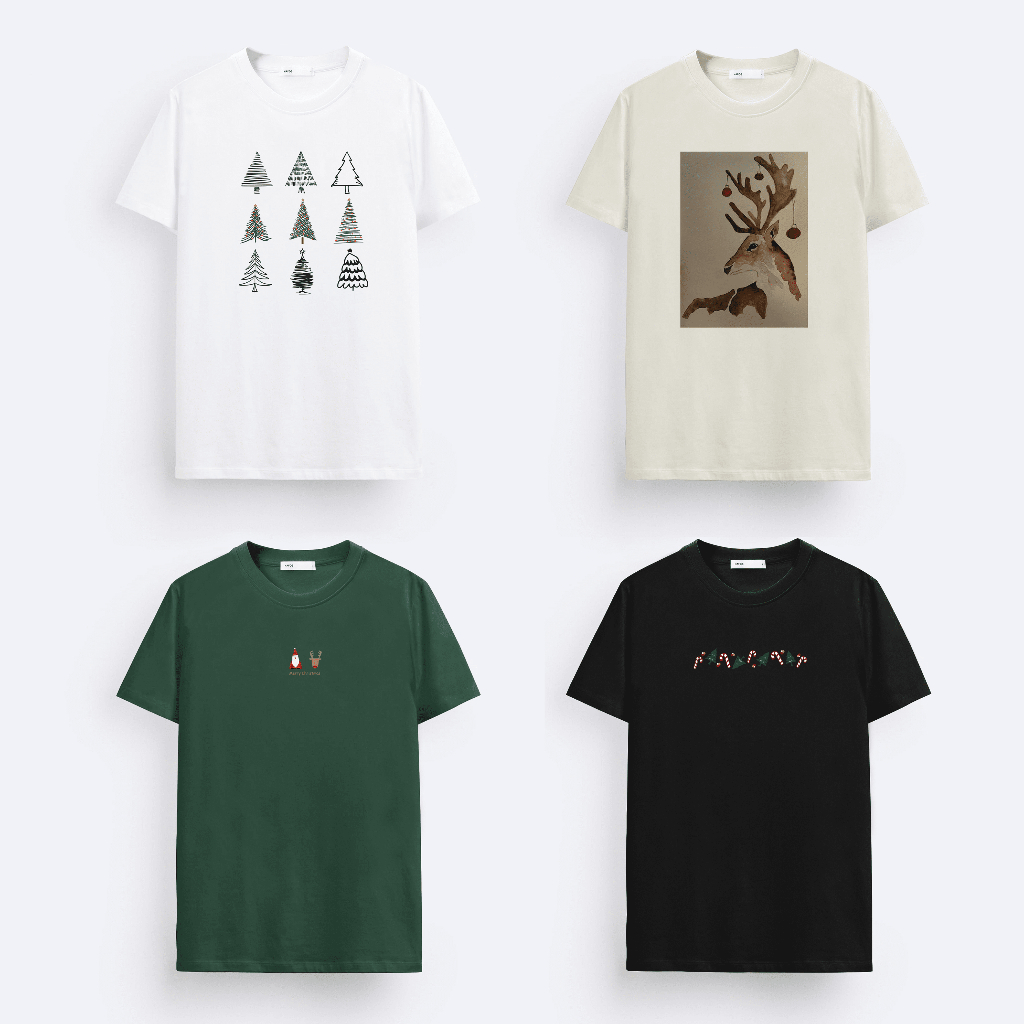 Áo Thun cổ tròn X-Mas The Series Hafos,phiên bản Giáng Sinh Giới Hạn - chất vải Cotton, thoáng mát, phom Mens