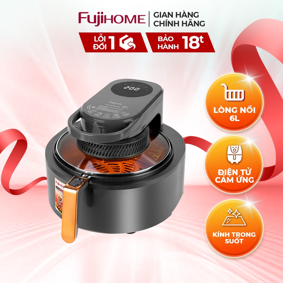 Nồi chiên không dầu FUJIHOME AG6D Chiên Halogen chín đều nhanh - Điều khiển điện tử - Menu cài đặt sẵn