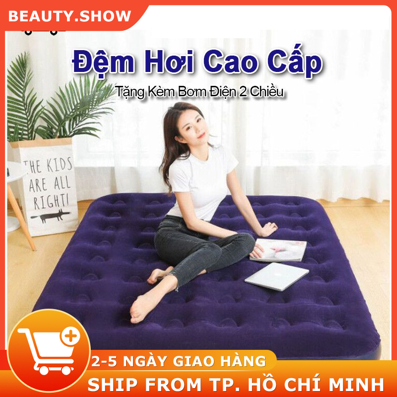 Đệm hơi, nệm hơi cao cấp TẶNG KÈM BƠM công nghệ mới đủ size cho gia đình, du lịch, dã ngoại Đệm Bơm Hơi Gấp Gọn VT169