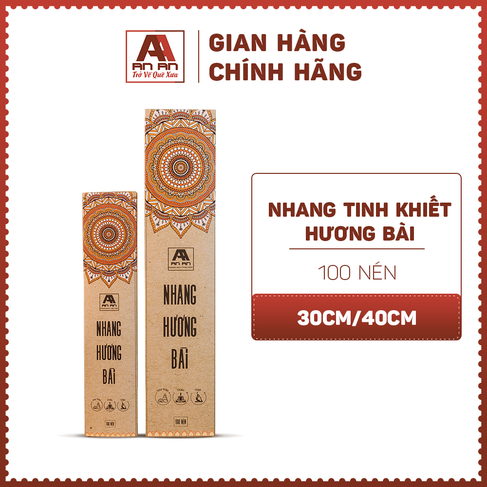 Nhang hộp tinh khiết Hương Bài An An - Hương ngọt ấm, dịu nhẹ, hương Tết cổ truyền