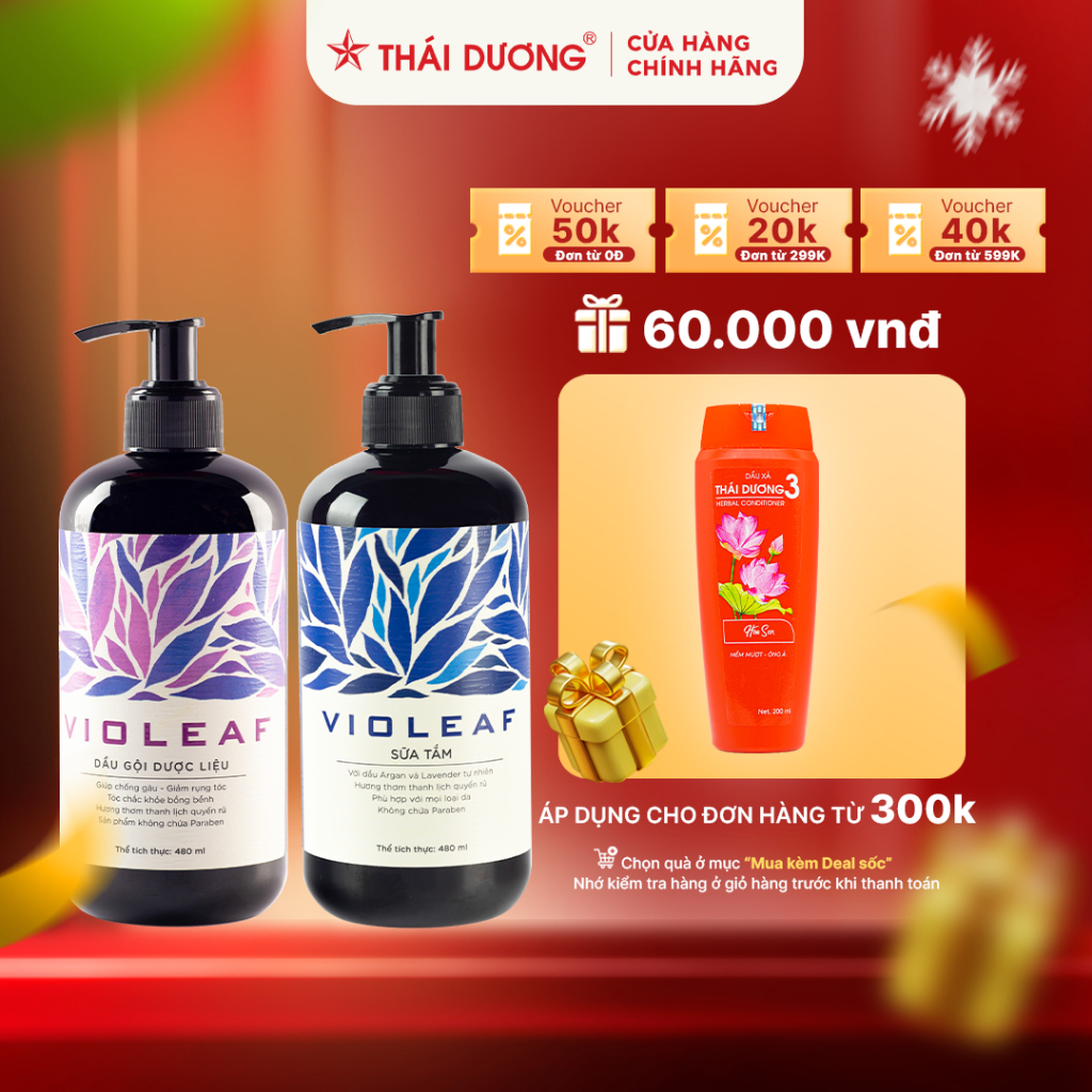 Bộ dầu gội & sữa tắm thảo dược Violeaf 480ml - Sao Thái Dương