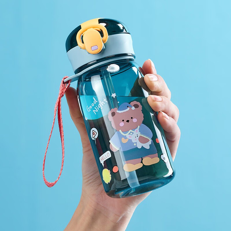 Bình Nước 400ml Cầm Tay Họa Tiết Gấu Hoạt Hình Dễ Thương Cho Bé