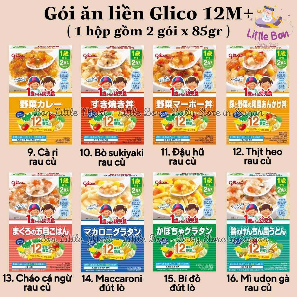 Gói thức ăn liền Glico Nhật cho bé 12M+  bay air