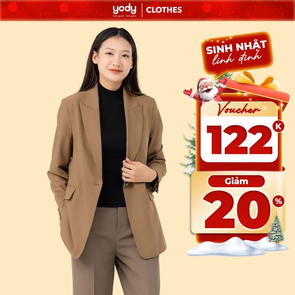 Áo vest nữ dáng blazer YODY túi cơi chất vissco không nhăn dáng suông thanh lịch VEN6022