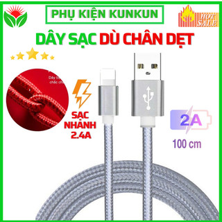 Dây cáp sạc,Cáp sạc thiết kế dây bện dù dài 1 mét và 3 mét cho ĐT táo ip7/8/x/xs/xsmax/