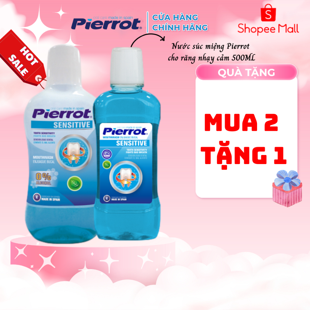 [MUA 2 TẶNG THÊM 1] Nước súc miệng cho răng nhạy cảm Pierrot 500ML