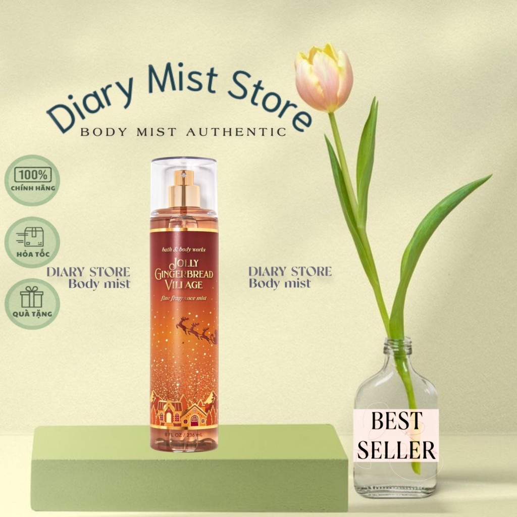 𝐃𝐢𝐚𝐫𝐲𝐦𝐢𝐬𝐭.𝐬𝐭𝐨𝐫𝐞 Xịt Thơm Toàn Thân Bath and Body Works - Jolly Gingerbread Village