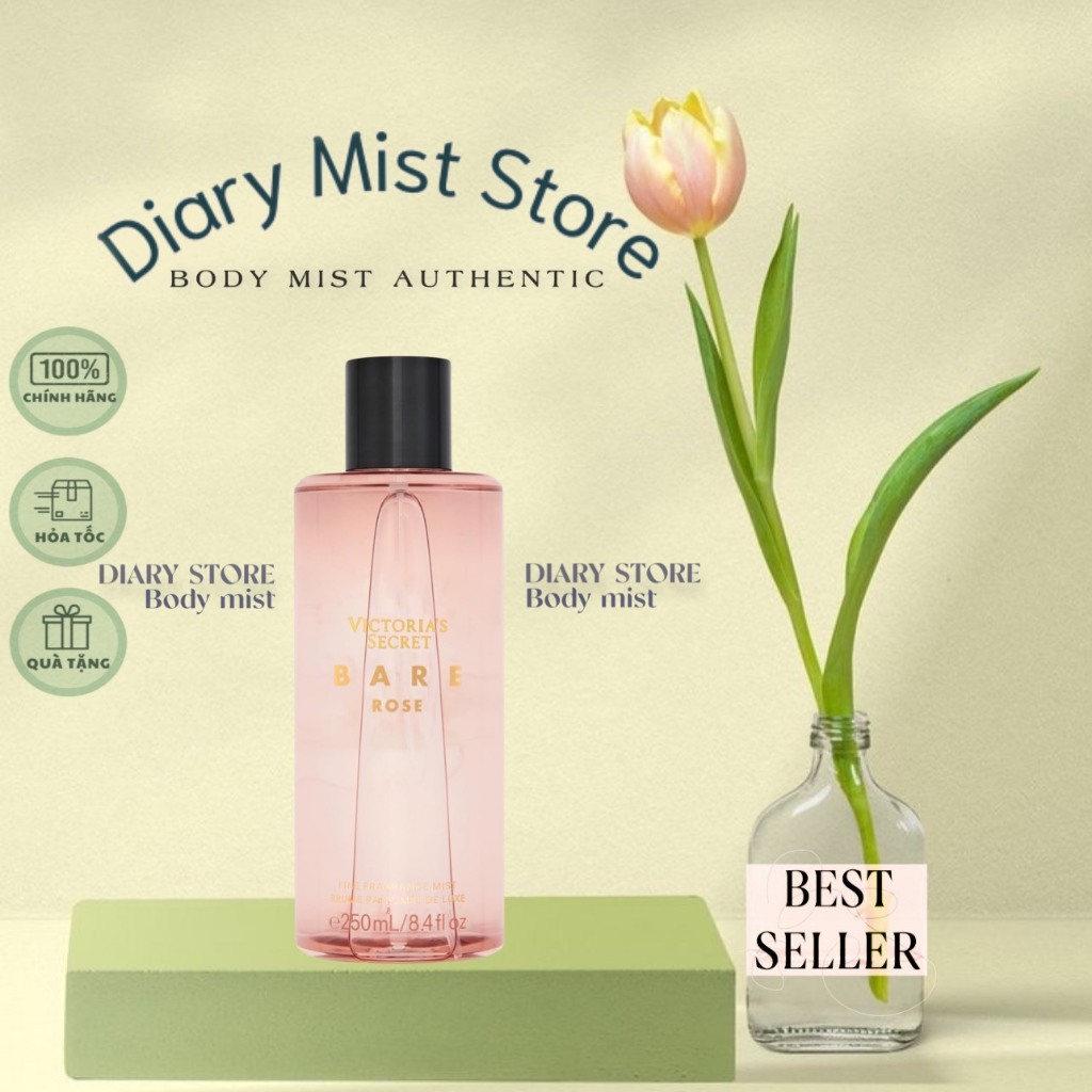 𝐃𝐢𝐚𝐫𝐲𝐦𝐢𝐬𝐭.𝐬𝐭𝐨𝐫𝐞 Xịt Thơm Toàn Thân Victoria's Secret Fine Fragrance Mist - BARE ROSE