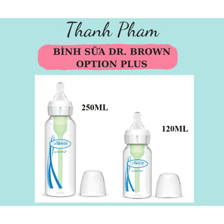 Bình sữa dr brown 120ml-250ml nhựa option plus cổ hẹp