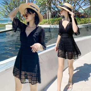 Đồ Bơi Nữ Bikini Áo Tắm Dạng Váy Đi Biển Có Tay Giấu Bụng Big Size CHo Người Béo Bụng (T015) - Hàng Quảng Châu Cao Cấp