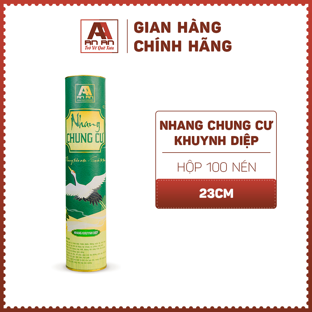 Nhang chung cư An An hương Khuynh diệp dài 23 cm ít khói không hóa chất chiết xuất hoàn toàn từ thiên nhiên.