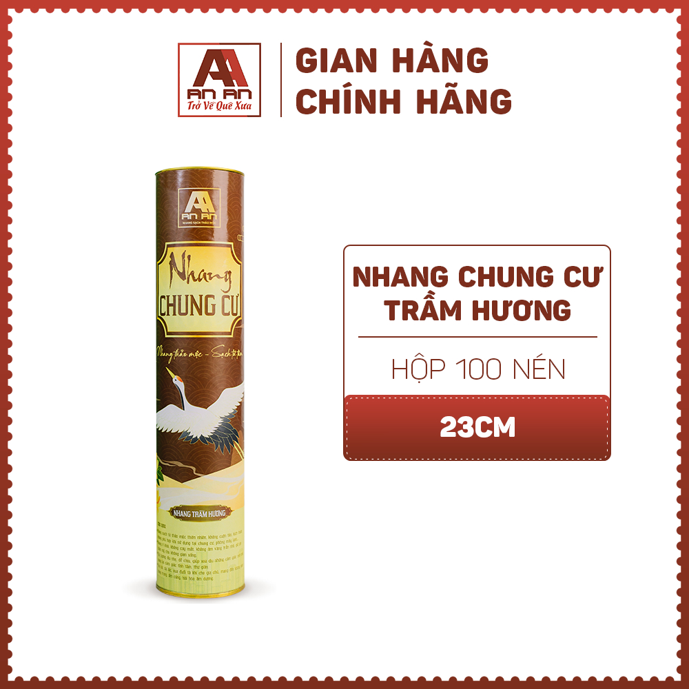 Nhang chung cư An An Trầm hương dài 23 cm ít khói mùi thơm dịu nhẹ, an toàn cho cả trẻ nhỏ.