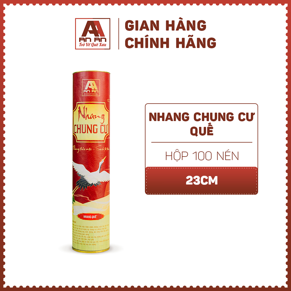 Nhang chung cư An An hương quế dài 23cm, ít khói không hóa chất chiết xuất hoàn toàn từ thiên nhiên.