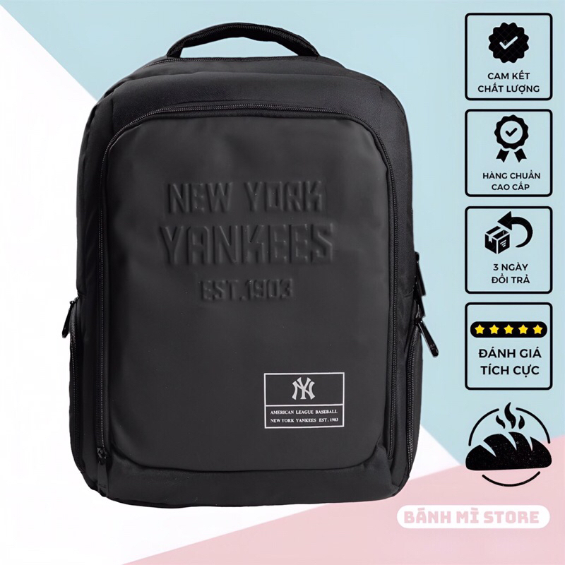 Balo Nam Nữ Thời Trang MLB FULL BLACK NY YANKEES EST.1903 Chất Liệu Polyester Phối Mặt Da TPE Trượt Nước BÁNH MÌ STORE