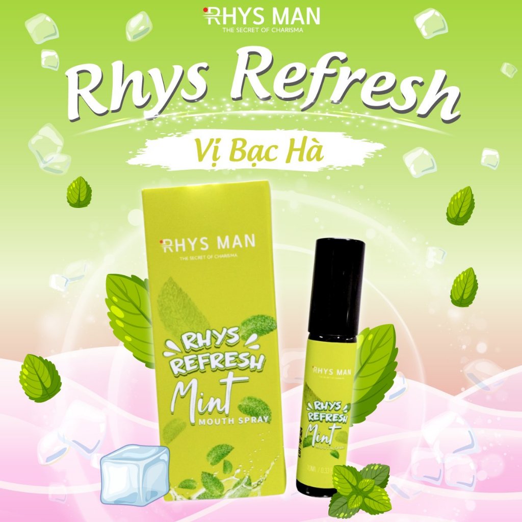 Xịt Thơm Miệng Rhys Refresh Spray Hương Bạc Hà The Mát RHYS MAN 10ml