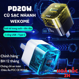 🌟chính hãng 🌟củ sạc trong suốt wekome wk wp-u149 củ sạc nhanh 20w pd pioneer a + c chân cắm usb và type-c