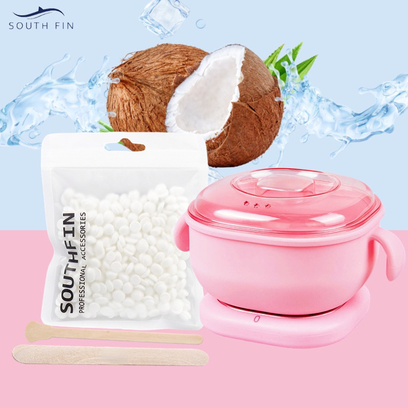 Combo nồi nấu sáp wax lông Silicon + 100G Sáp wax lông sữa dừa cao cấp tặng que gỗ