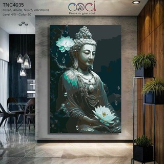 Tranh tô màu theo số phật giáo đức phật quan âm coci tự tô màu tnc4035 kèm khung