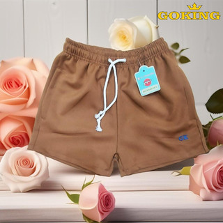 Quần short kaki nữ GOKING, lưng thun và dây rút co giãn thoải mái. Túi sâu rộng bỏ nhiều đồ