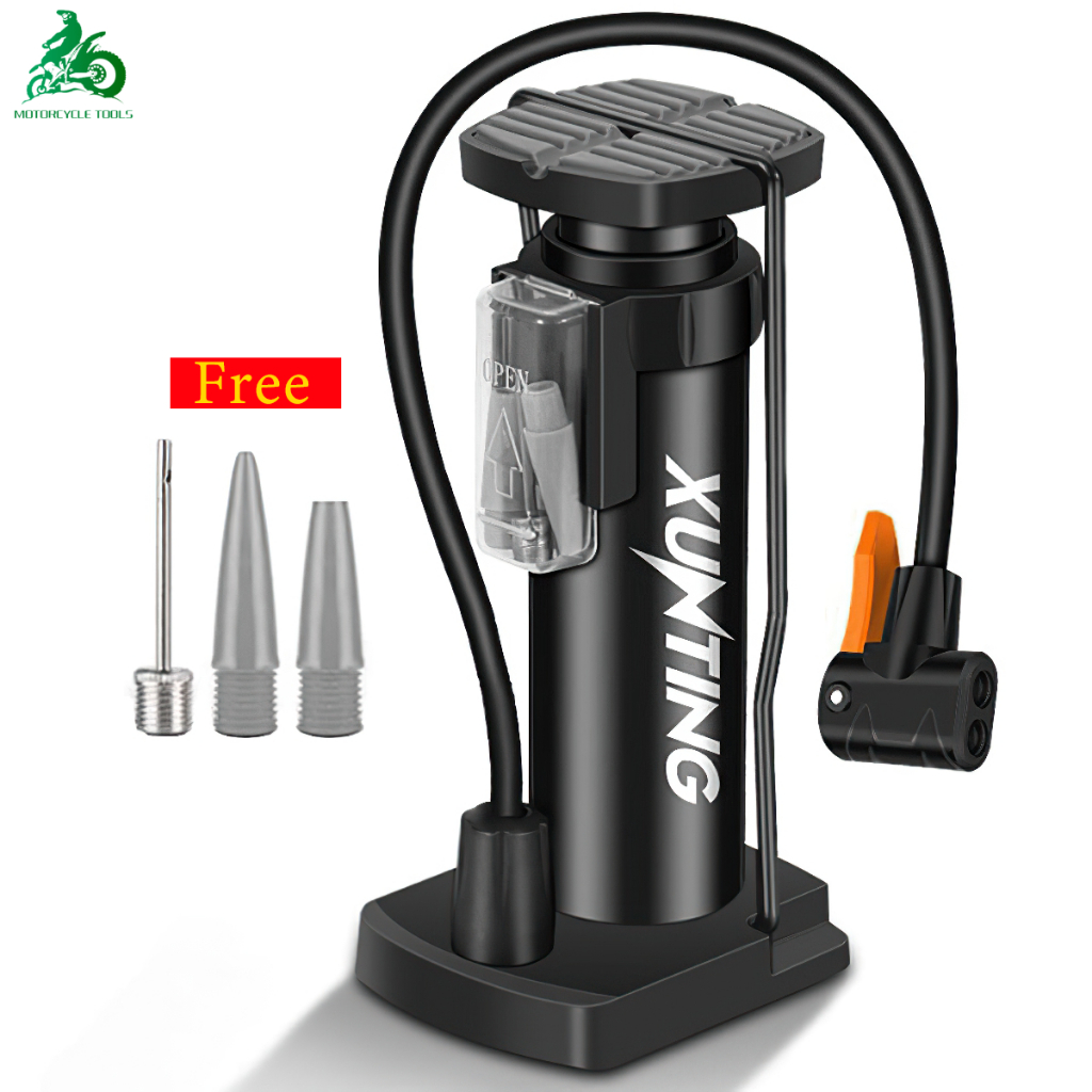 【🔥Free ship🔥】Bơm xe đạp xe máy nhỏ gọn đạp chân để cốp xe, đầu van Pháp Mỹ công- Bơm Xe Đạp Áp Suất Cao