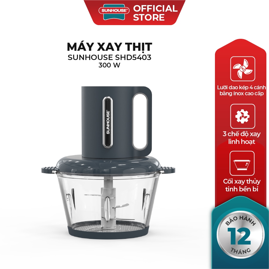 Máy xay thịt Sunhouse SHD5403 - Công suất 300W - Dung tích 1.8L - Đa chức năng - Bảo hành 12 tháng chính hãng