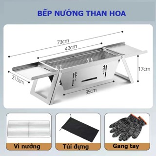 Bếp nướng than hoa gấp gọn Thép không rỉ Mang Theo Tiện Lợi Dùng Cho Picnic, Dã Ngoại, Nướng Ngoài Trời