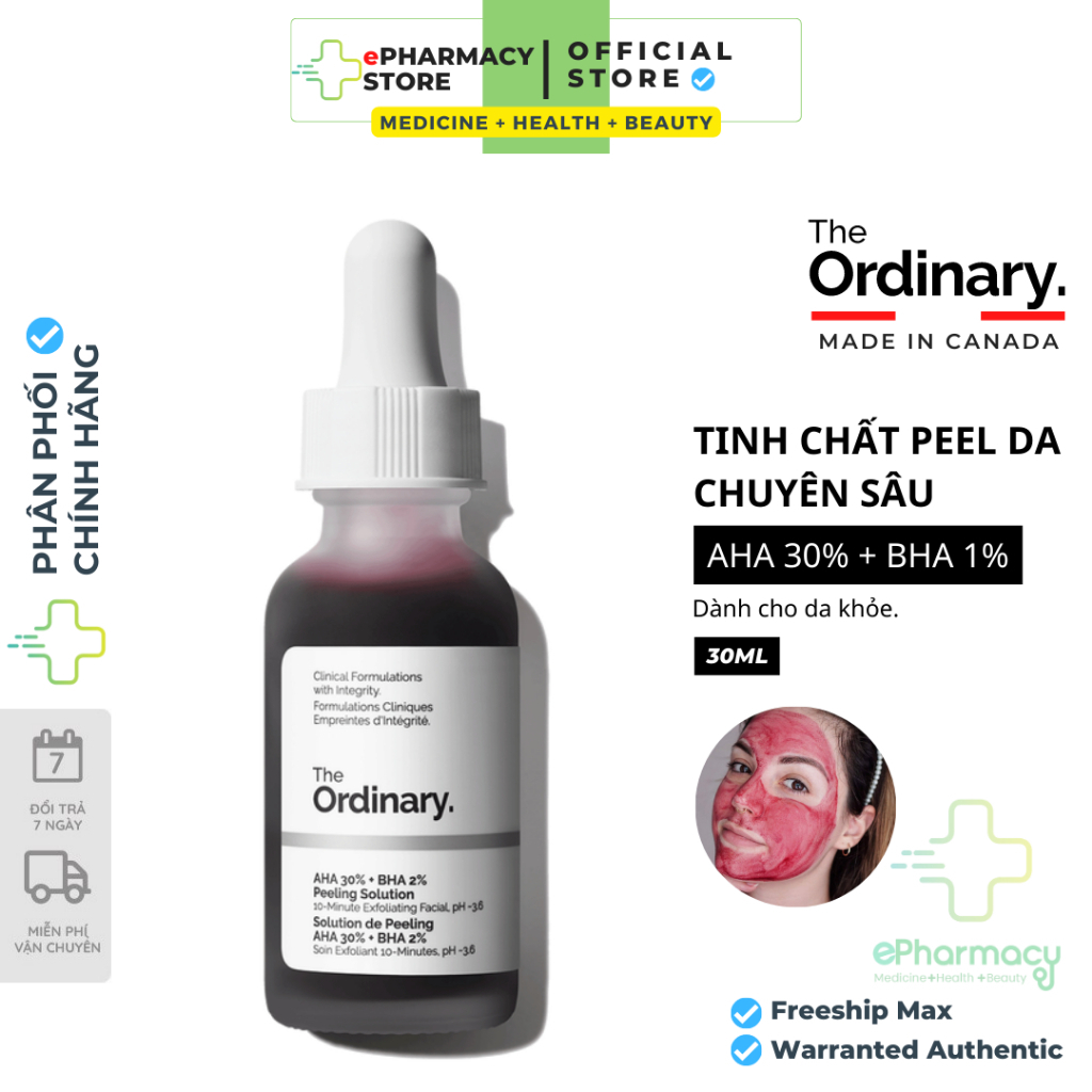 Tinh Chất Peel da The Ordinary AHA 30%+BHA 2% Peeling Solution 30ml (dmp)