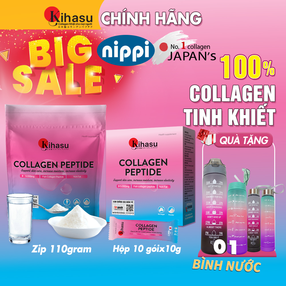 Bột collagen peptide kihasu: dạng bột collagen nhật bản dành cho mọi lứa tuổi - Tăng độ ẩm cho da, giúp tone da sáng