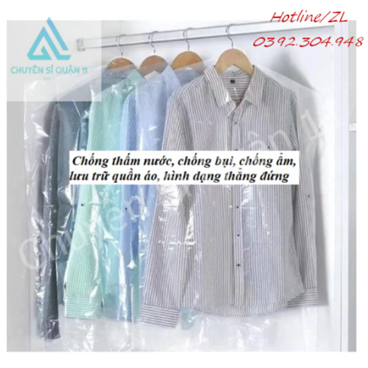 Bộ 10 túi nilong bọc quần áo chống bụi, chống nước có miệng treo móc tiện lợi GD697-Nylong
