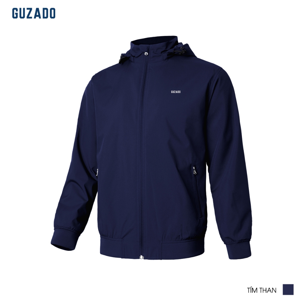 Áo Khoác Nam GUZADO Vải Gió, Bo Tay Mẫu Jacket  Bacis Thể Thao, Lớp Lót Vải Giữ Nhiệt Tốt MKG18