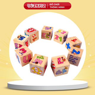 Đồ chơi gỗ tư duy logic - Xếp hình 9 khối vuông in 6 mặt - DOZKIDZ