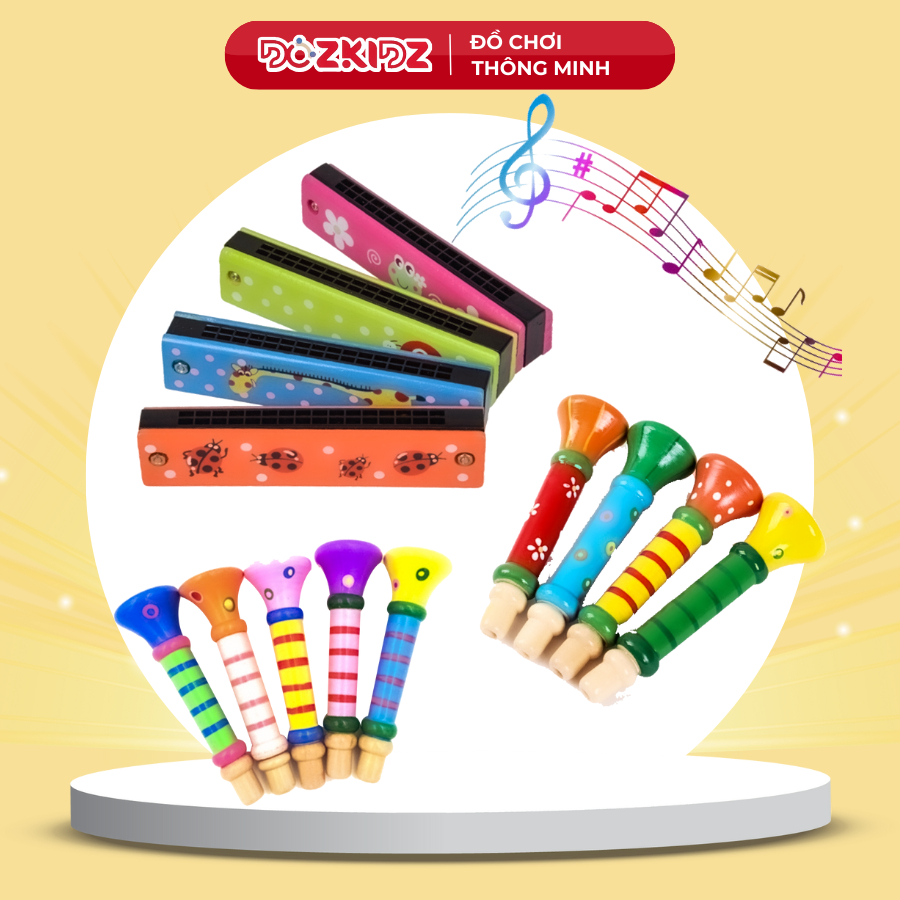 Đồ chơi âm nhạc - kèn gỗ luyện hơi màu sắc ngộ nghĩnh, an toàn cho bé - Dozkidz